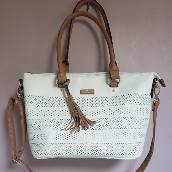 Minicci Handbags - White and Brown Summer Purse, Cross-shoulder